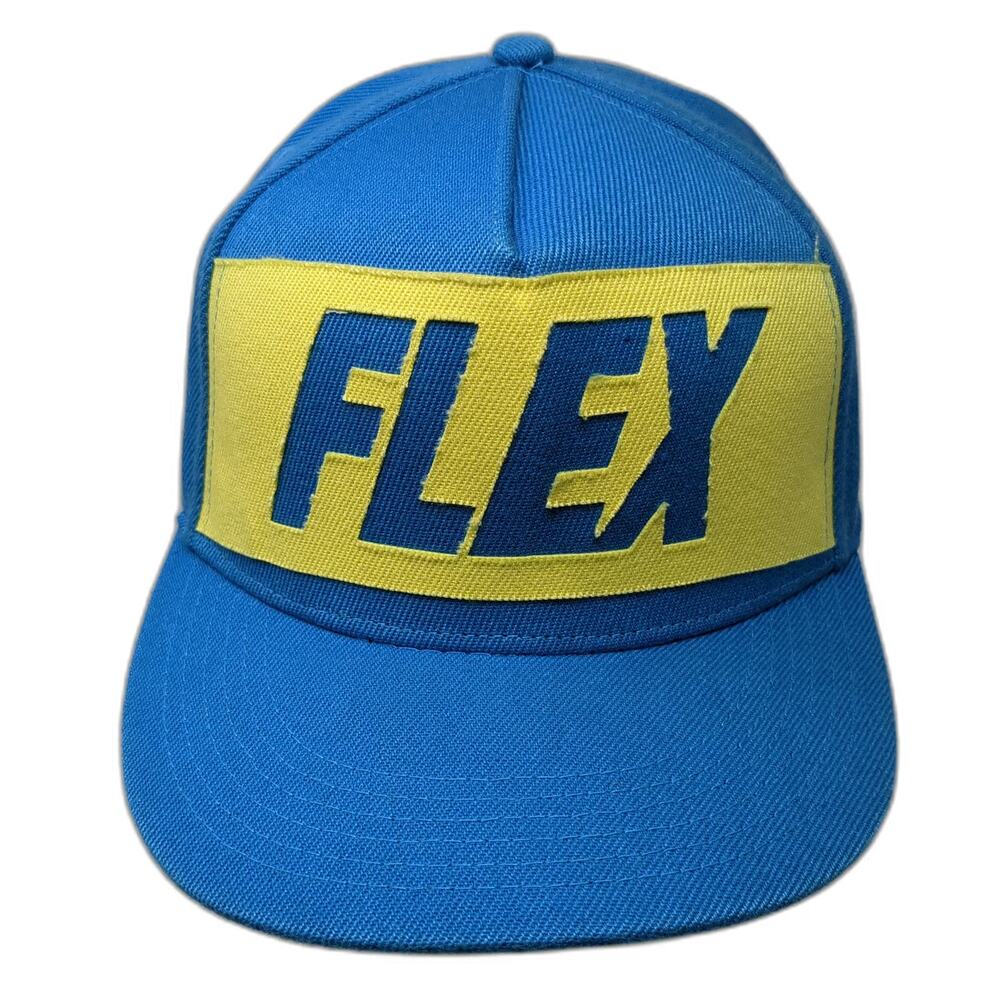 Logic 5 Panel Blue Yellow OSFM Snapback Hat FLEX Patch Flat Brim Graphic Logo